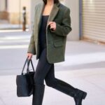 Lea Michele in an Olive Blazer Was Seen Out in New York 10/29/2022