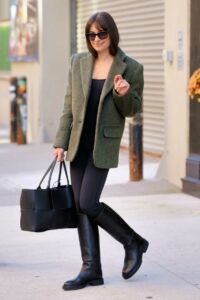 Lea Michele in an Olive Blazer