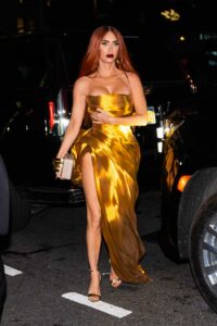 Megan Fox in a Gold Dress