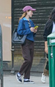 Natalia Dyer in a Lilac Cap