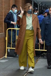 Sigourney Weaver in a Brown Coat