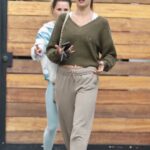 Alessandra Ambrosio in a Beige Sweatpants Leaves a Workout Session in West Hollywood 11/08/2022