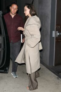 Angelina Jolie in a Beige Coat
