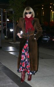 Anna Wintour in a Brown Fur Coat