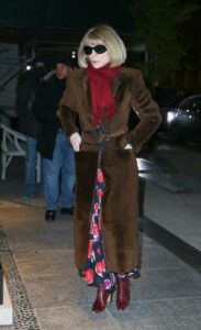 Anna Wintour in a Brown Fur Coat