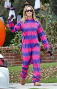 Ashley Tisdale in a Striped Jumpsuit