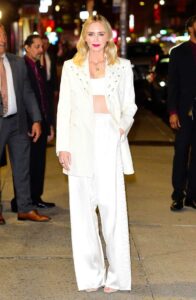 Emily Blunt in a White Pantsuit