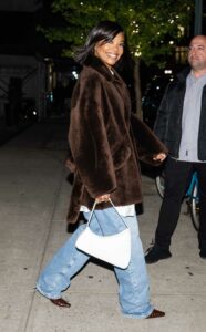 Gabrielle Union in a Brown Fur Coat