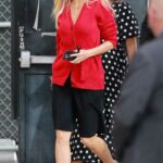 Gwyneth Paltrow in a Red Cardigan Arrives at the Jimmy Kimmel Live! Studios in Los Angeles 10/31/2022