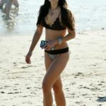Jordana Brewster in a Black Bikini on the Beach in Santa Barbara 11/26/2022