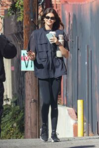 Kaia Gerber in a Black Leggings