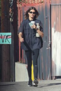 Kaia Gerber in a Black Leggings