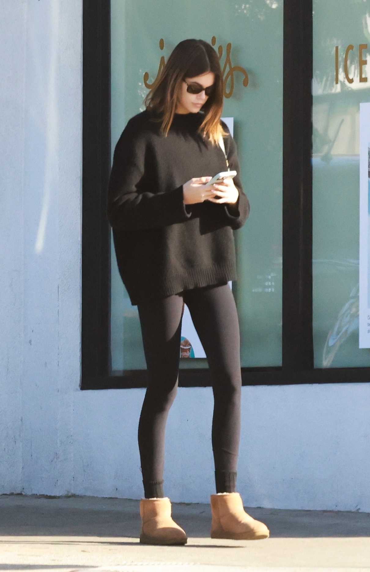 Kaia Gerber in a Black Sweater
