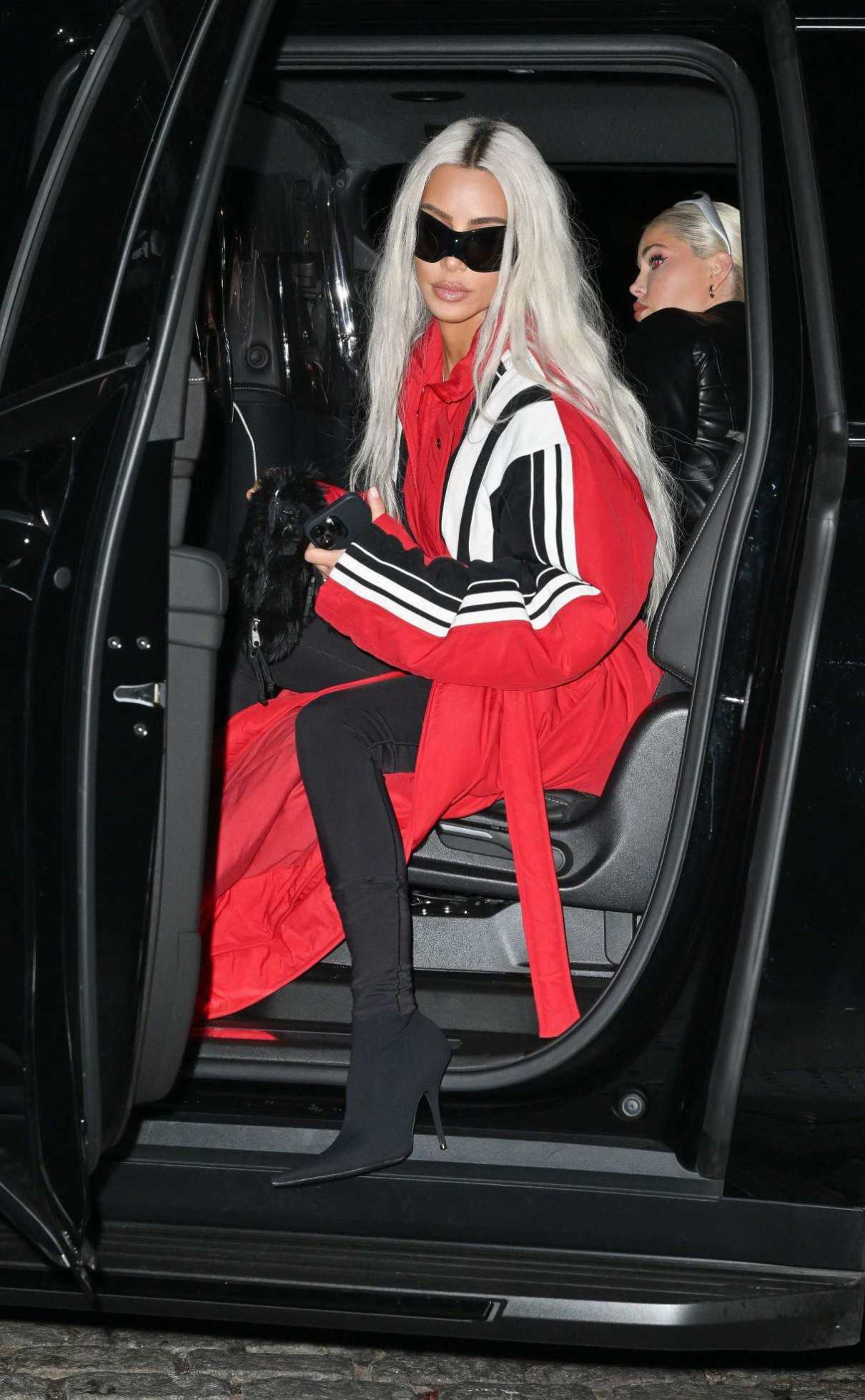 Kim Kardashian in a Red Coat
