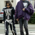 Kourtney Kardashian in a Black Skeleton Costume Was Seen Out with Travis Barker in Carpinteria 11/01/2022