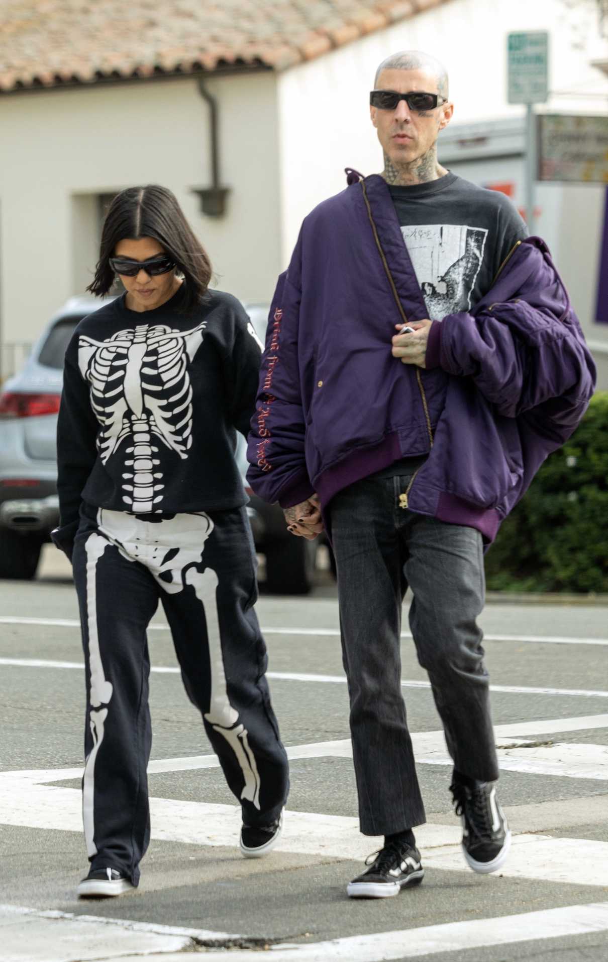 Kourtney Kardashian in a Black Skeleton Costume Was Seen Out with ...