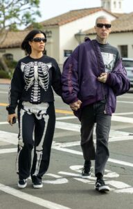 Kourtney Kardashian in a Black Skeleton Costume
