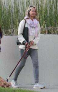 Lady Victoria Hervey in a Grey Jeans
