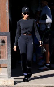 Lori Harvey in a Black Outfit