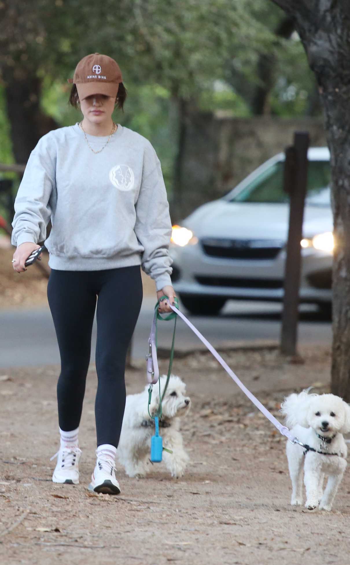 Lucy Hale in a Brown Cap