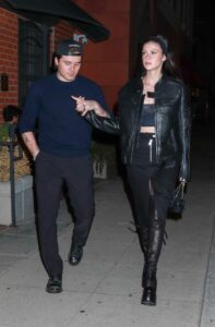 Nicola Peltz in a Black Leather Jacket