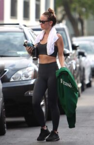 Olivia Wilde in a Black Workout Ensemble