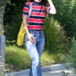 Olivia Wilde in a Striped Tee Leaves a Meeting in Los Angeles 11/02/2022