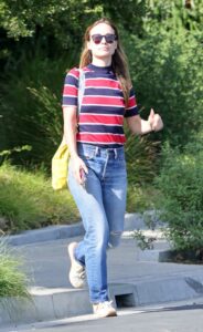 Olivia Wilde in a Striped Tee