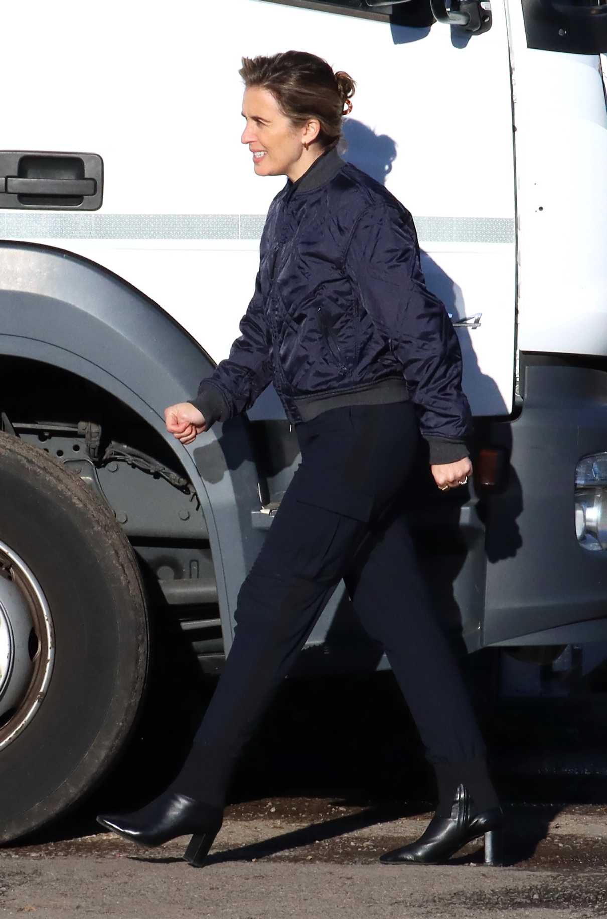 Vicky McClure in a Navy Bomber Jacket on the Set of Season Three of