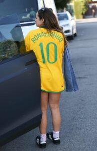 Addison Rae in a Yellow Brazil Jersey