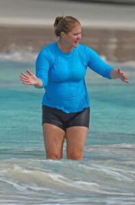 Amy Schumer in a Black Spandex Shorts