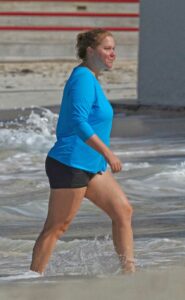 Amy Schumer in a Black Spandex Shorts