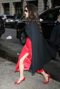 Catherine Zeta-Jones in a Red Leather Skirt