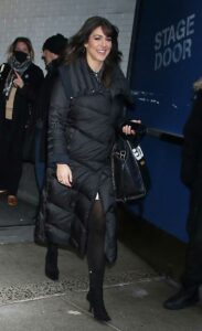 Erielle Reshef in a Black Puffer Coat