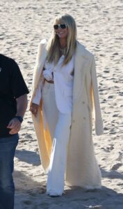 Heidi Klum in a Beige Coat