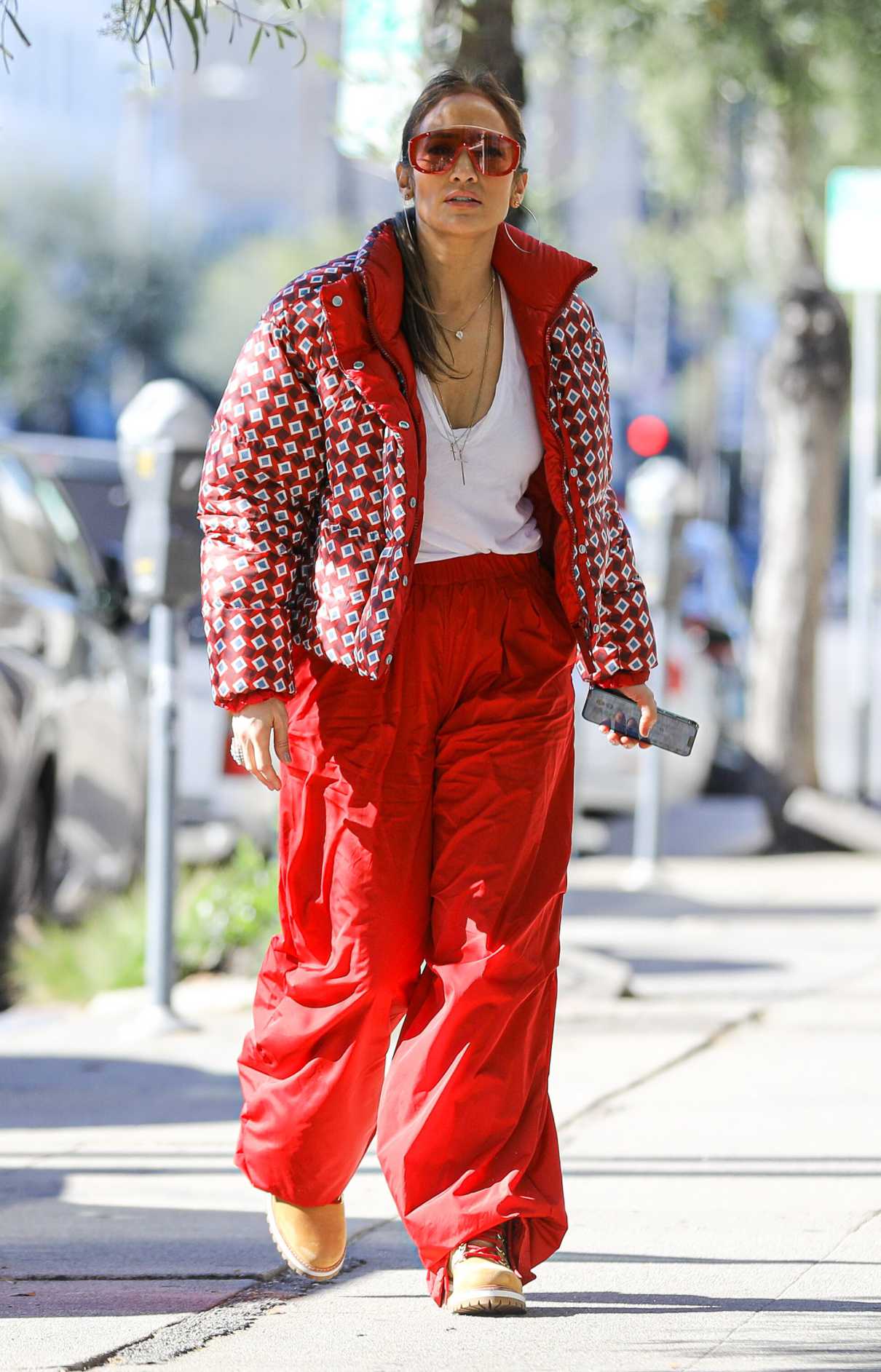 Jennifer Lopez in a Red Track Pants Was Seen Out in Los Angeles 12/24 ...