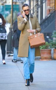 Karlie Kloss in a Caramel Coloured Coat