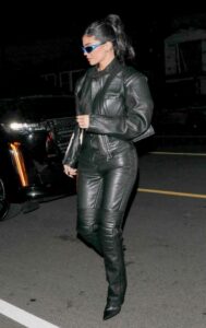 Kylie Jenner in a Black Leather Outfit