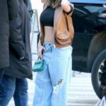 Leni Klum in a Blue Ripped Jeans on the Set of a Photoshoot on the Streets in New York 12/16/2022