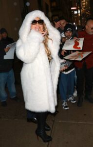 Mariah Carey in a White Fur Coat