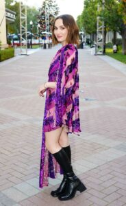 Maude Apatow in a Purple Dress