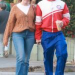 Olivia Macklin in a Tan Cardigan Was Seen Out with Benjamin Levy Aguilar in Los Feliz 12/24/2022