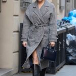 Sienna Miller in a Houndstooth Patterned Coat Was Seen Out in New York 12/16/2022