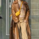 Stacey Dooley in a Tan Coat Strolled Along Edgware Road in London 12/21/2022