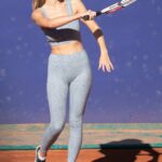 Victoria Swarovski in a Grey Workout Ensemble Enjoys a Tennis Lesson in Marbella 12/26/2022