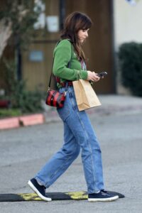 Zooey Deschanel in a Green Sweater