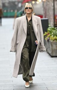 Ashley Roberts in a Beige Coat