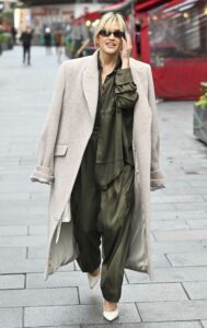 Ashley Roberts in a Beige Coat