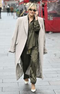 Ashley Roberts in a Beige Coat