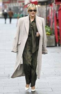 Ashley Roberts in a Beige Coat